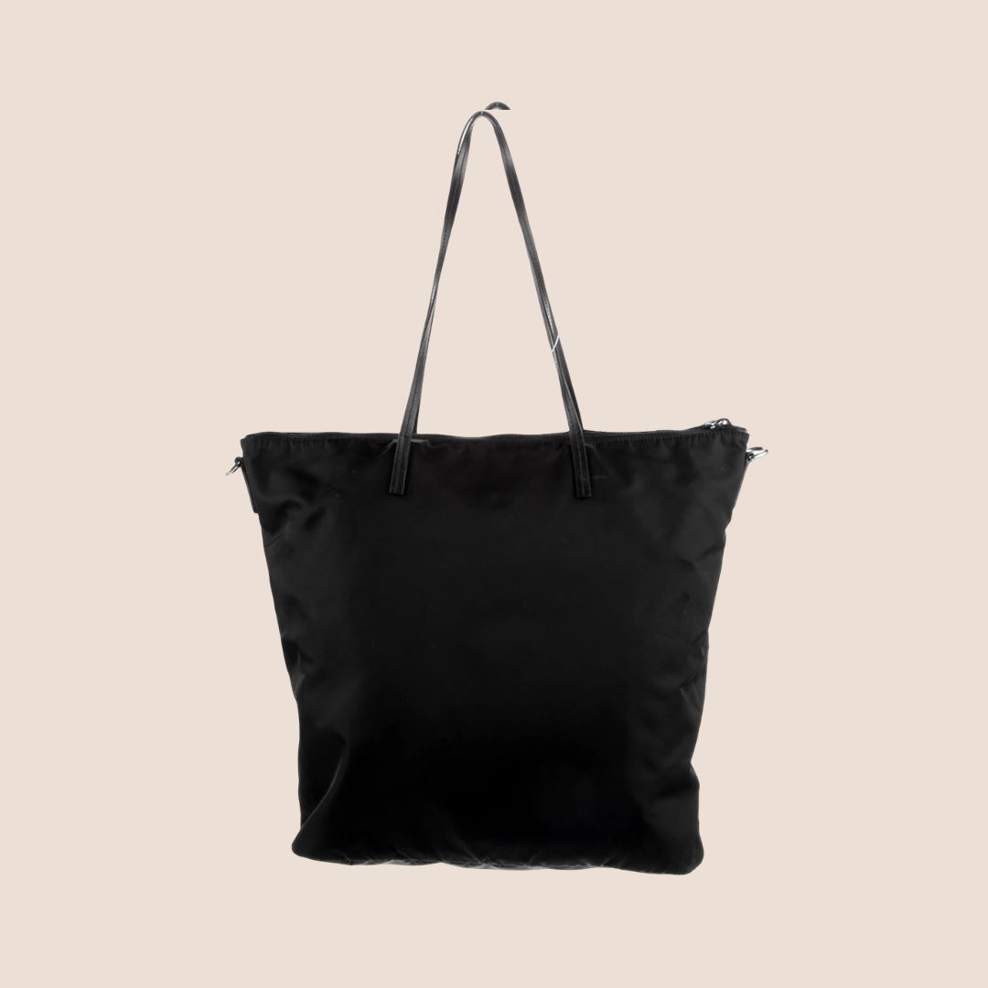 PRADA 2021 BLACK NYLON LOGO TOTE BAG