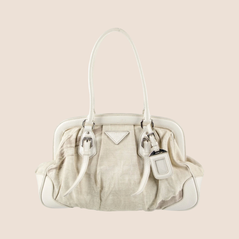 PRADA 2000 BEIGE CANAPA FRAME BAG – RDB