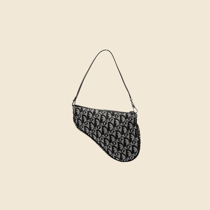 CHRISTIAN DIOR BLUE OBLIQUE MINI SADDLE BAG
