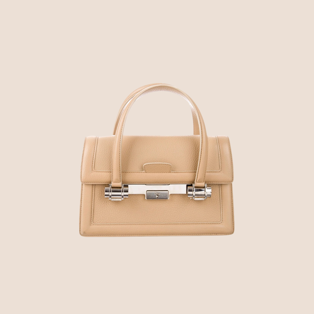 【r】Christian Dior Leather Hand Bag Authentic CHRISTIAN DIOR Flight Leather Shopper Satchel Bag - MSRP