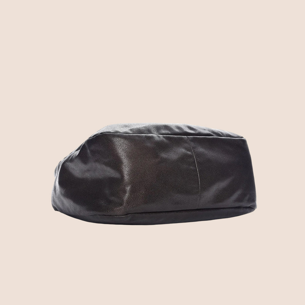 CHANEL 2010 BLACK STITICHED CC SHOULDER BAG