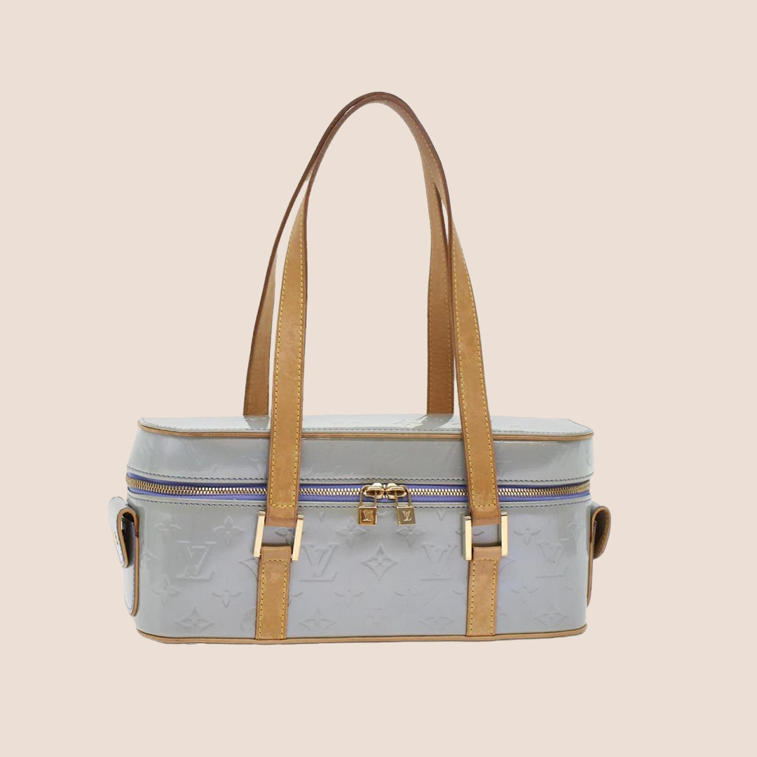 LOUIS VUITTON 2003 BLUE MONOGRAM VERNIS HORIZONTAL SULLIVAN BAG