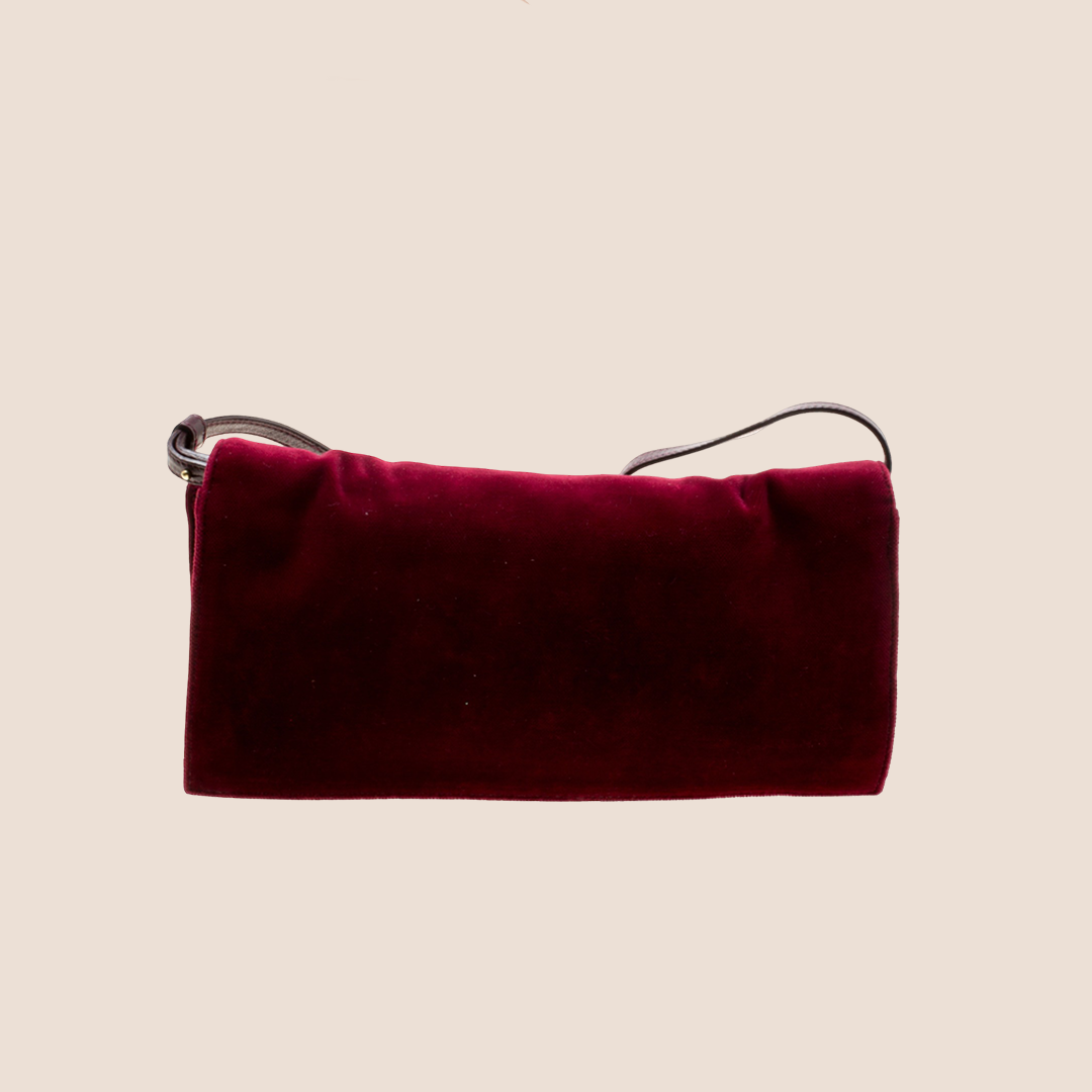 YVES SAINT LAURENT RED VELVET CROSS VENISE SHOULDER BAG