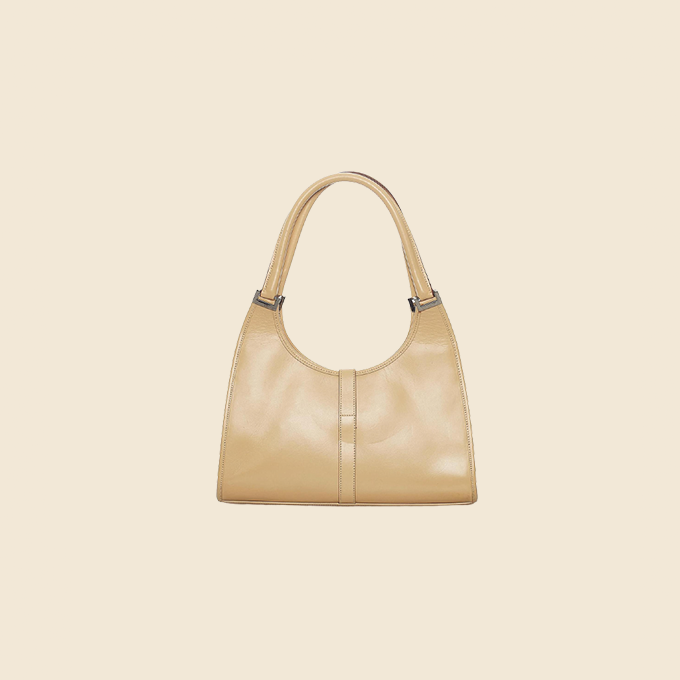 GUCCI CREAM LEATHER BARDOT BAG