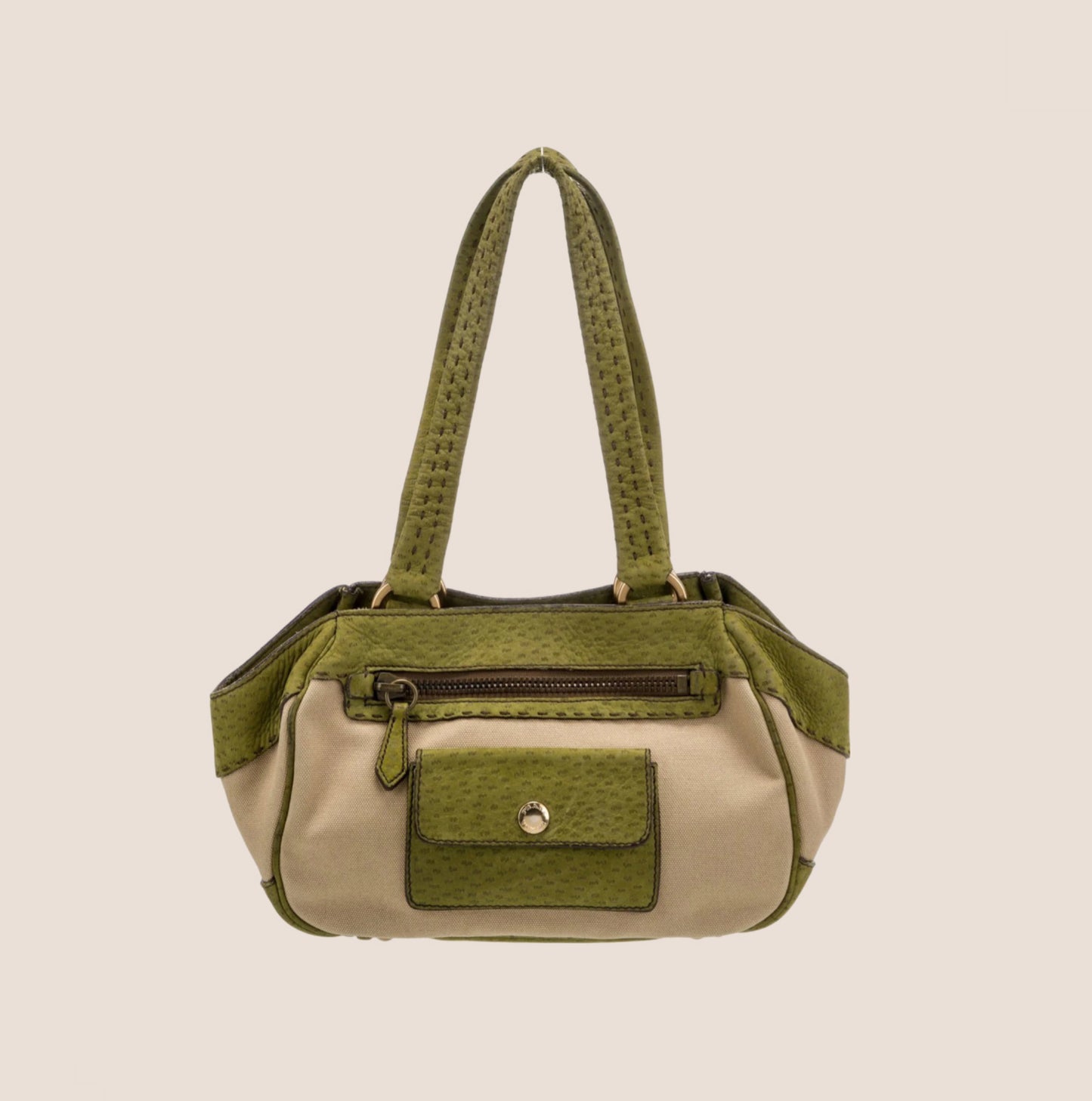 PRADA 2000 STAPATA PECCARY-TRIM CANAPA TOTE BAG