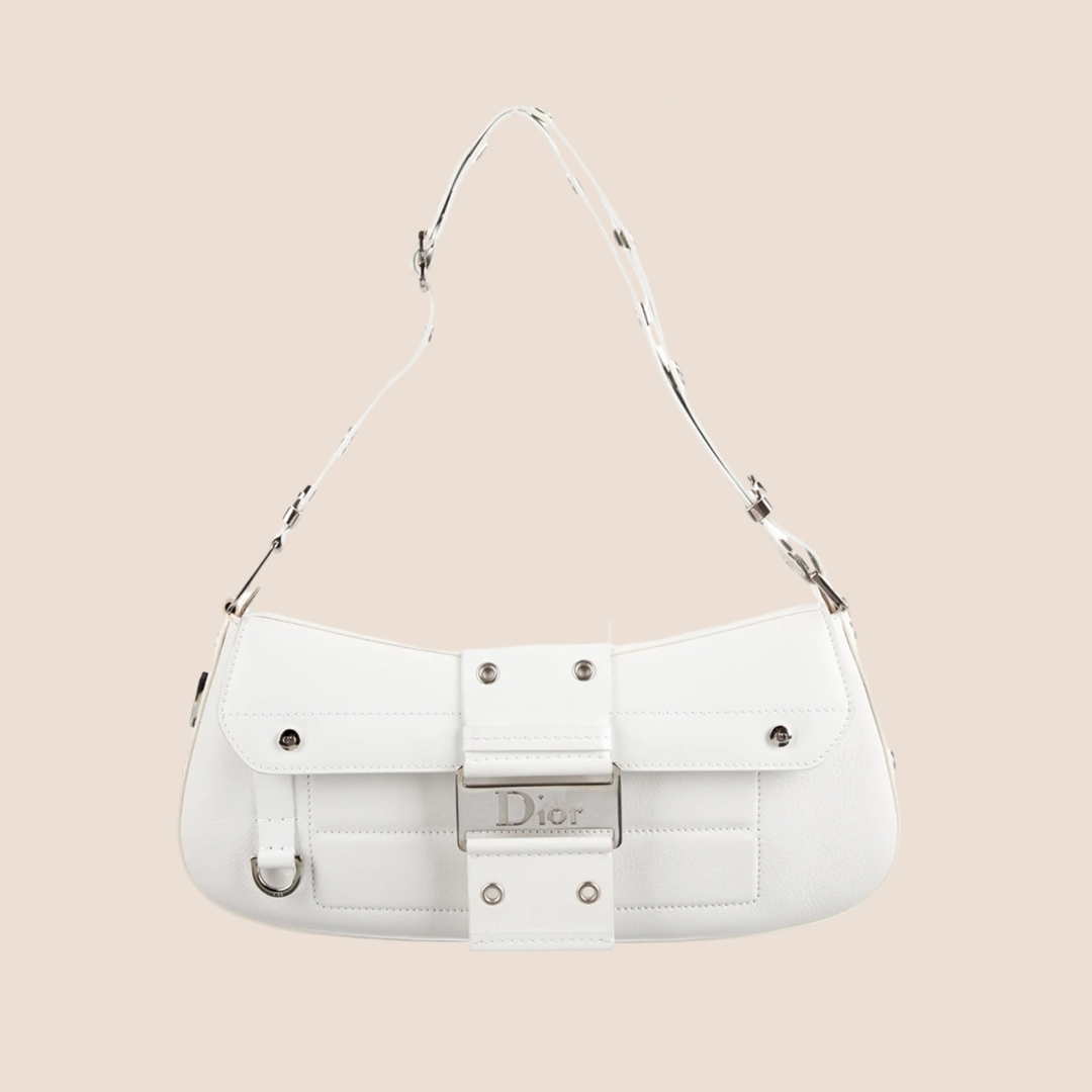 CHRISTIAN DIOR 2005 WHITE LEATHER STREET CHIC COLUMBUS BAG – RDB