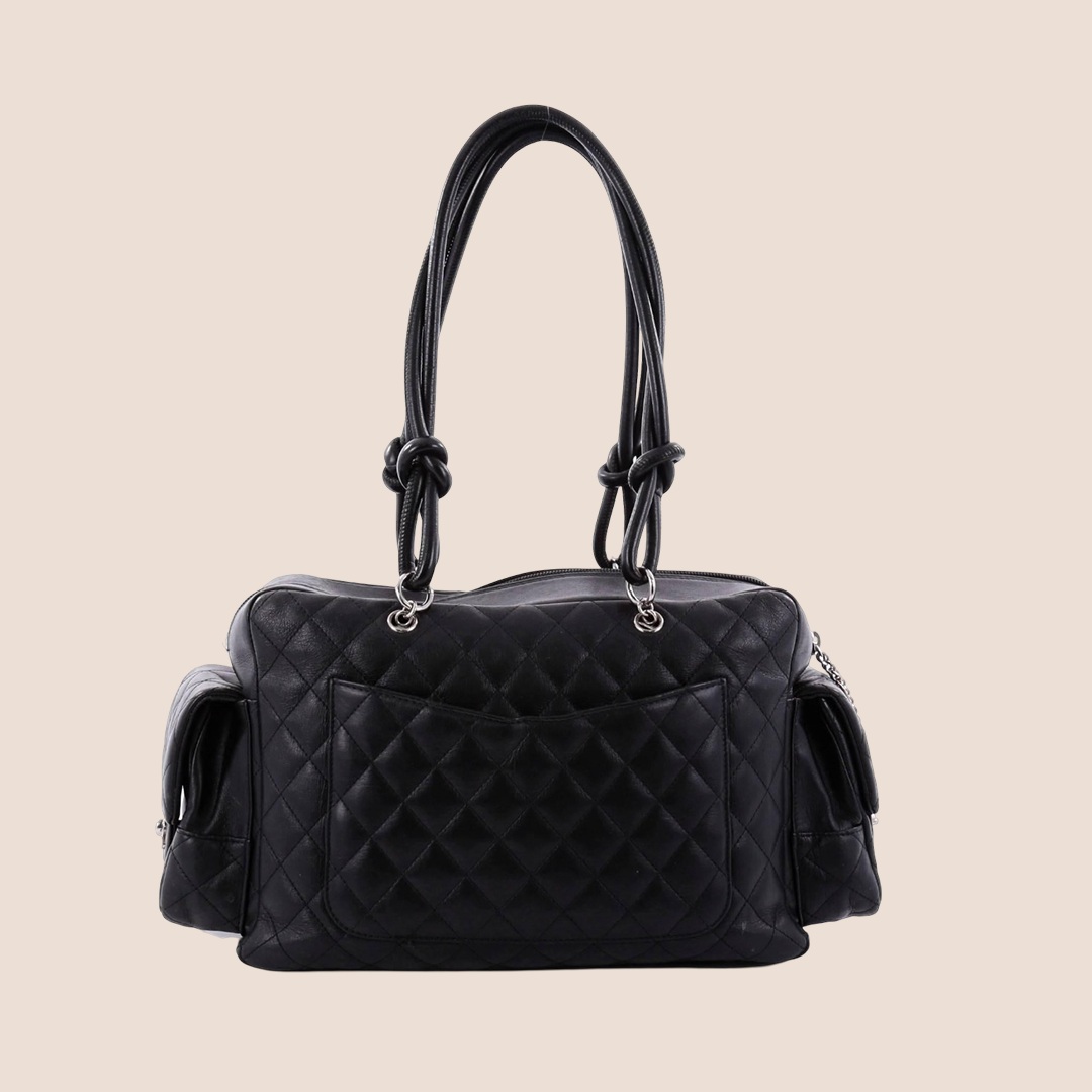 CHANEL 2005 CAMBON BLACK REPORTER BAG