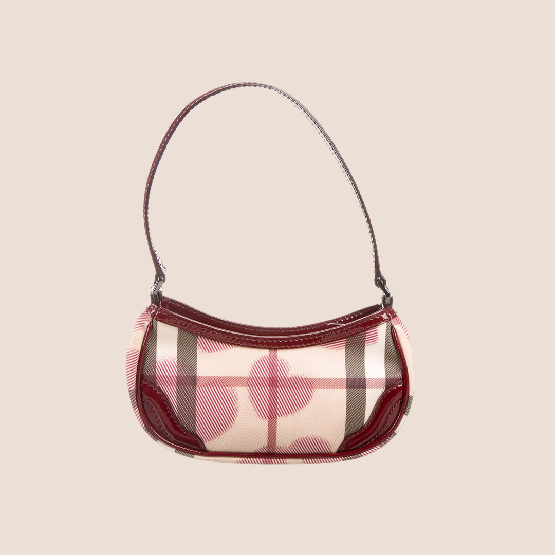 BURBERRY NOVA CHECK PAINTED HEARTS MINI SHOULDER BAG