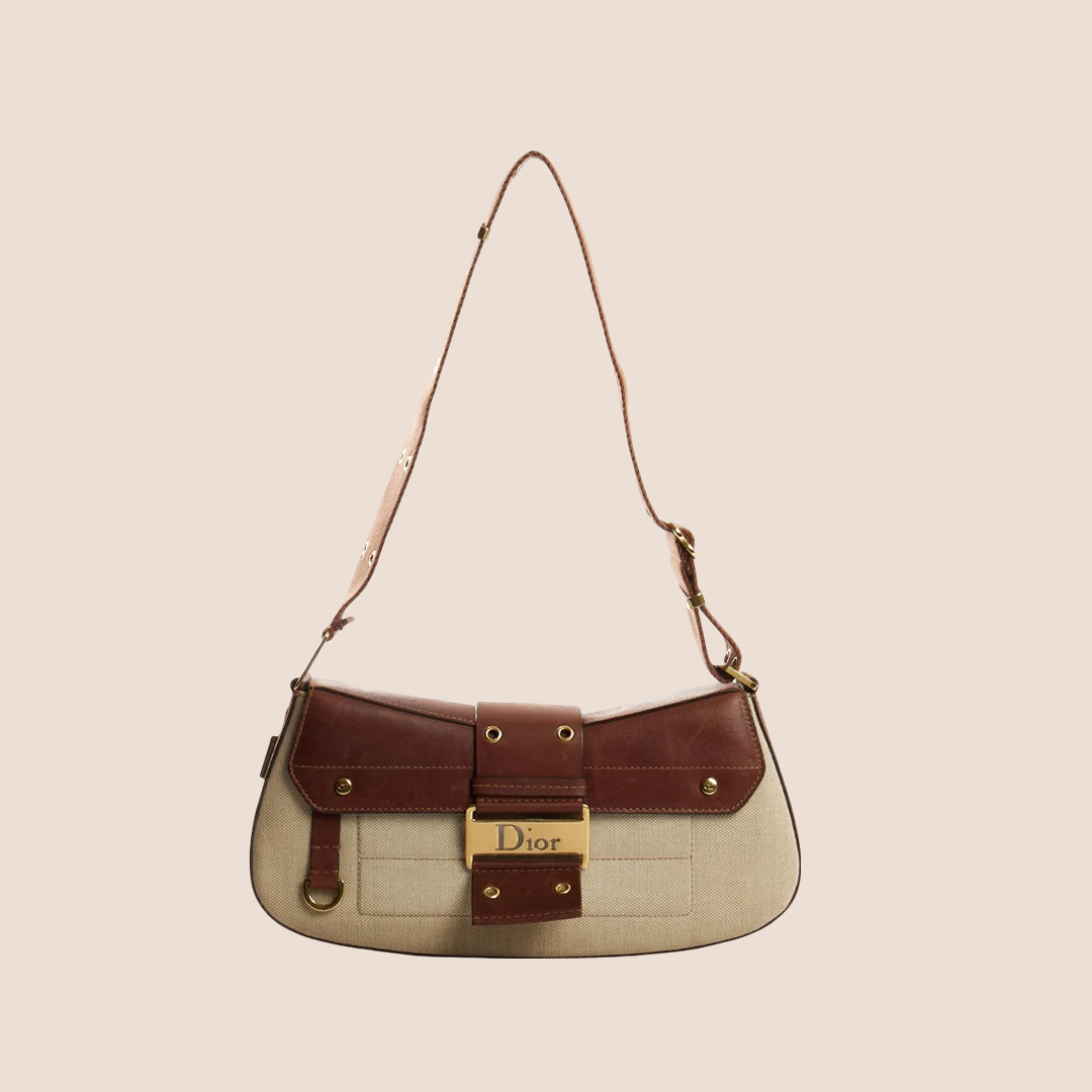 CHRISTIAN DIOR BROWN & CREAM STREET CHIC COLUMBUS BAG – RDB