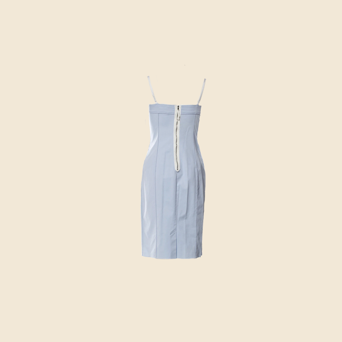 D&G 2000s PALE BLUE CORSET MIDI DRESS