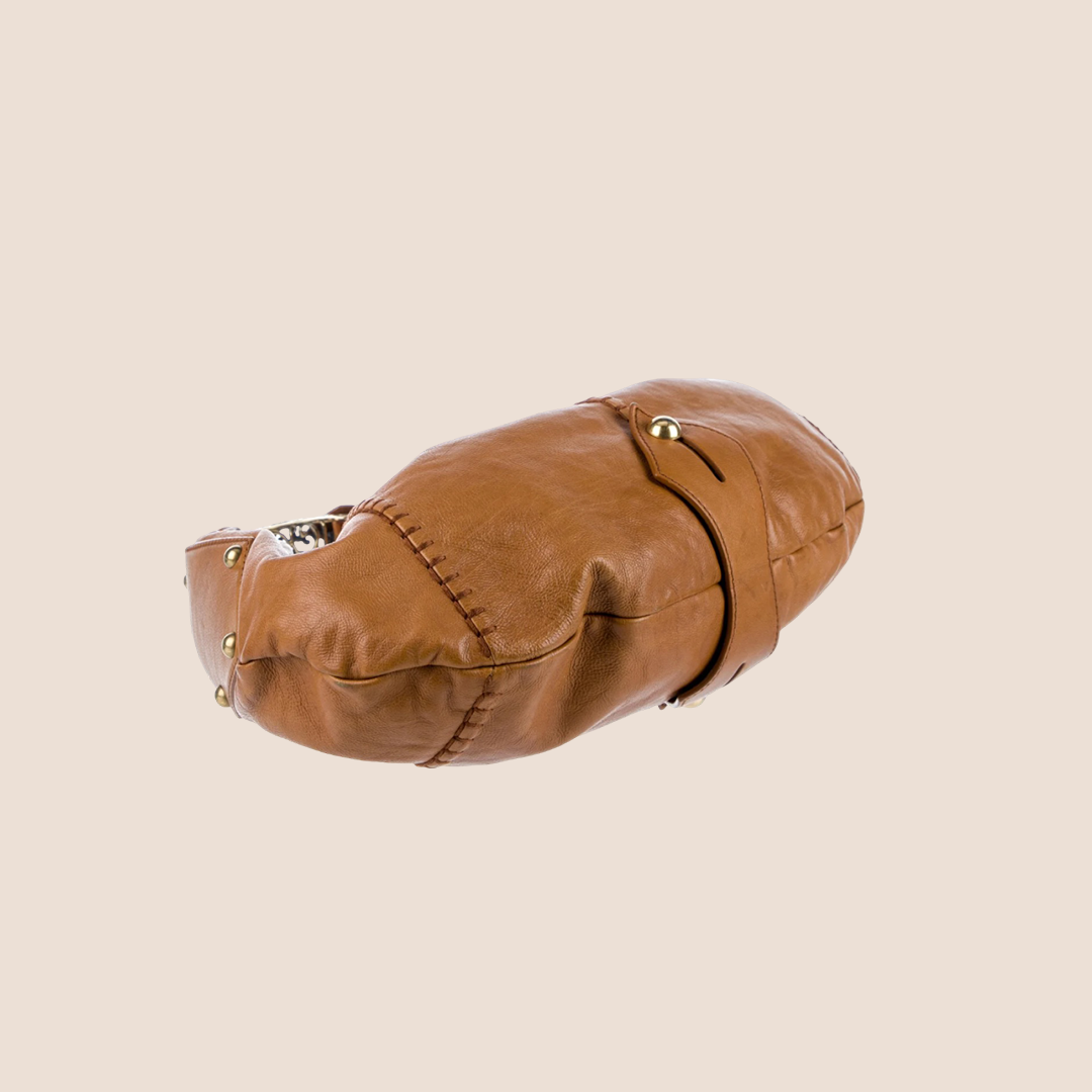 YVES SAINT LAURENT BROWN LEATHER VINCENNES MOMBASA HOBO BAG