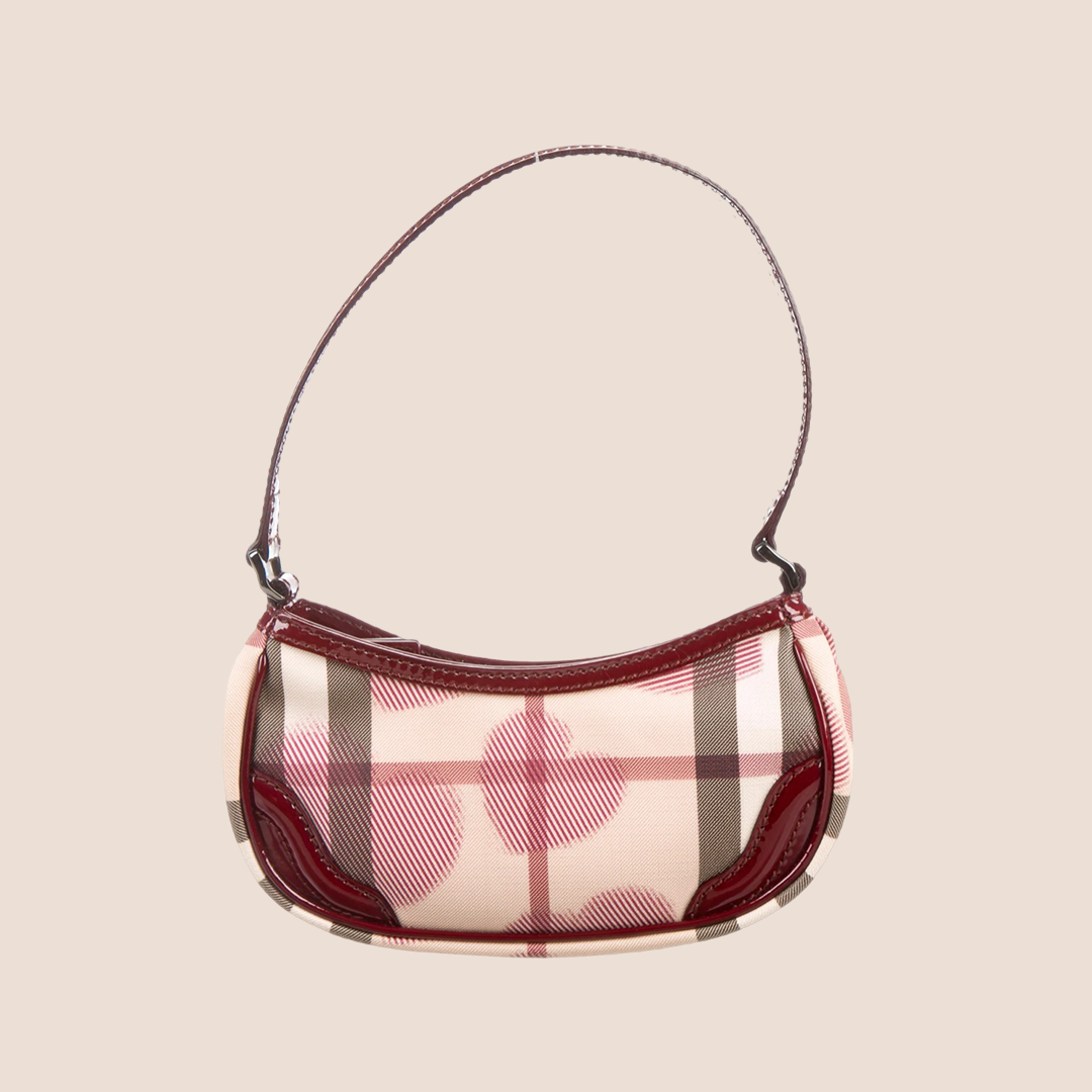 BURBERRY NOVA CHECK PAINTED HEARTS MINI SHOULDER BAG