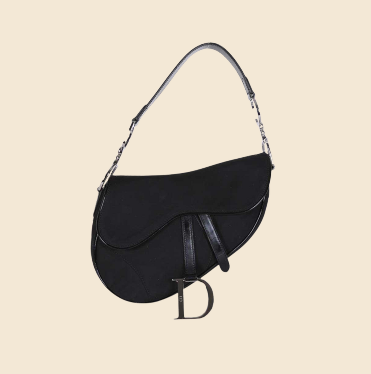 CHRISTIAN DIOR BLACK NYLON SADDLE BAG