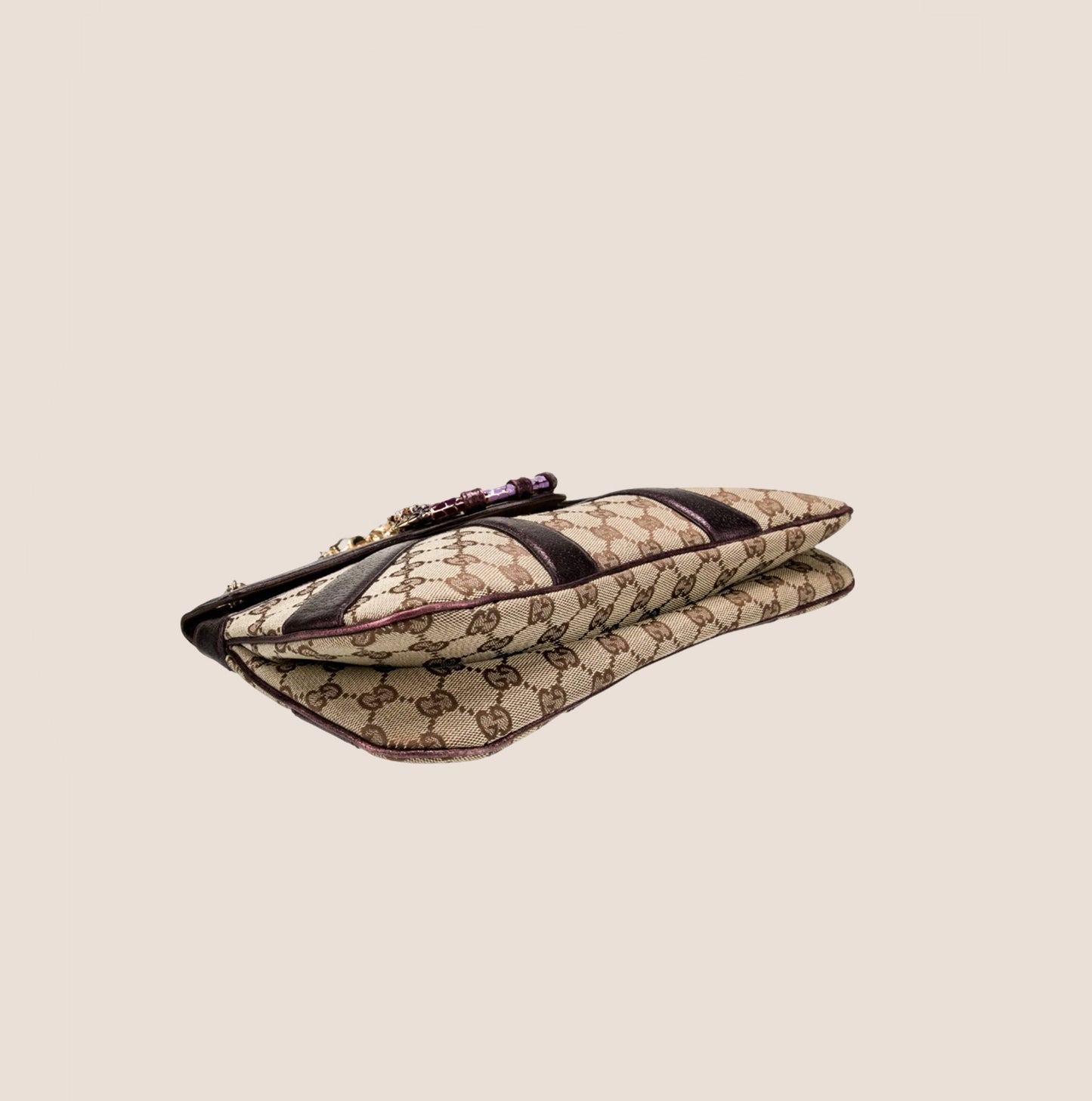 GUCCI GG CANVAS JEWELED DRAGON SHOULDER BAG