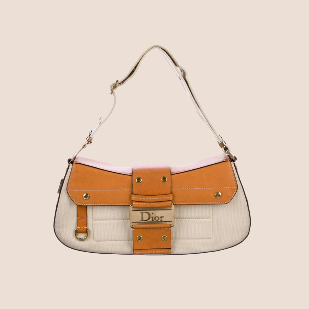 CHRISTIAN DIOR BROWN & CREAM STREET CHIC COLUMBUS BAG – RDB