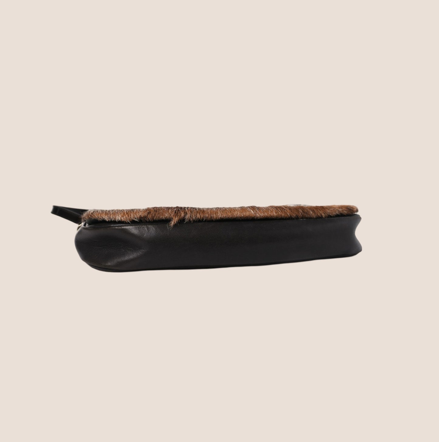 CHRISTIAN DIOR BLACK & BROWN COW PRINT MALICE SHOULDER BAG