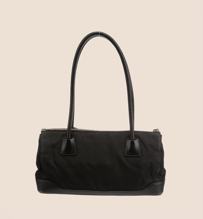 PRADA 2000 BLACK NYLON RIGID SHOULDER BAG