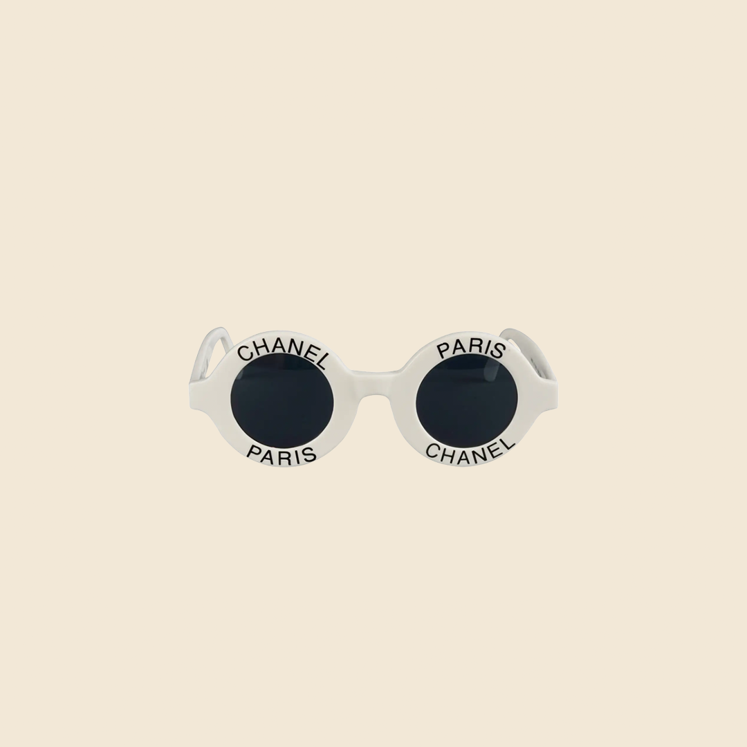 CHANEL 1993 PARIS ROUND WHITE SUNGLASSES