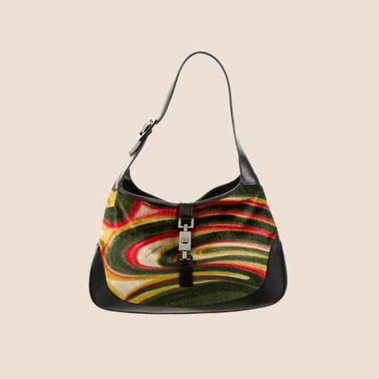 GUCCI 1999 PSYCHEDELIC SWIRL VELVET JACKIE BAG