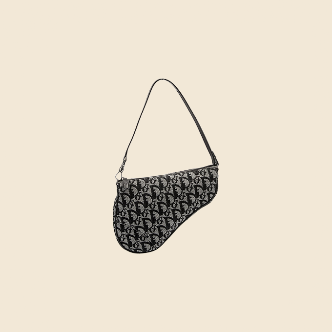CHRISTIAN DIOR BLUE OBLIQUE MINI SADDLE BAG