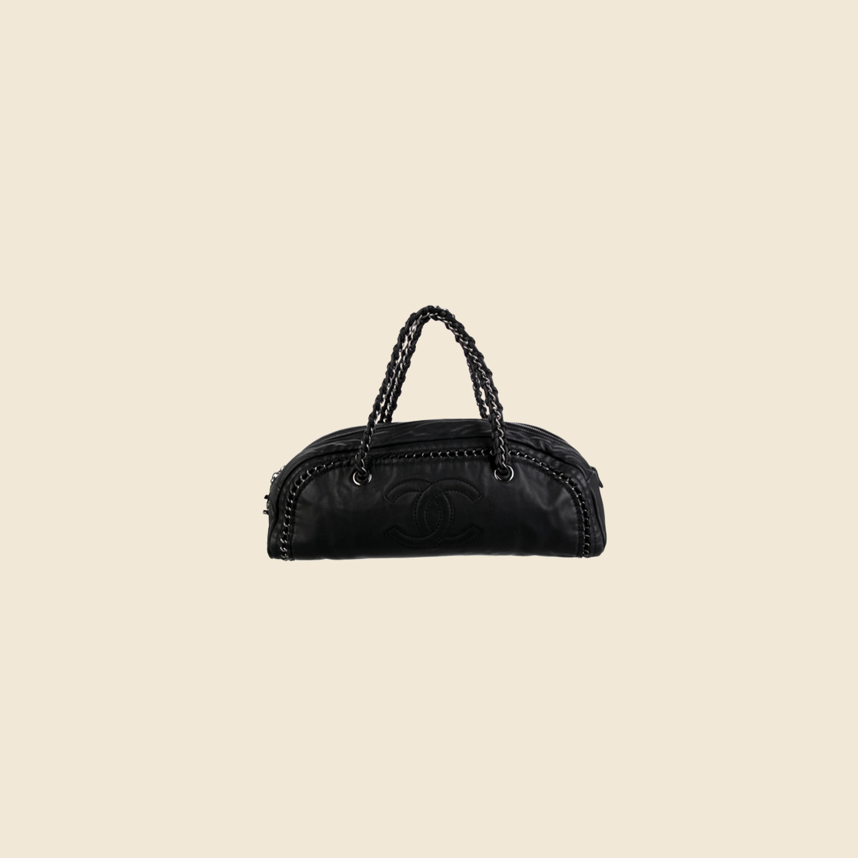 CHANEL 2006 LUXE LIGNE BLACK SMALL BOWLER BAG