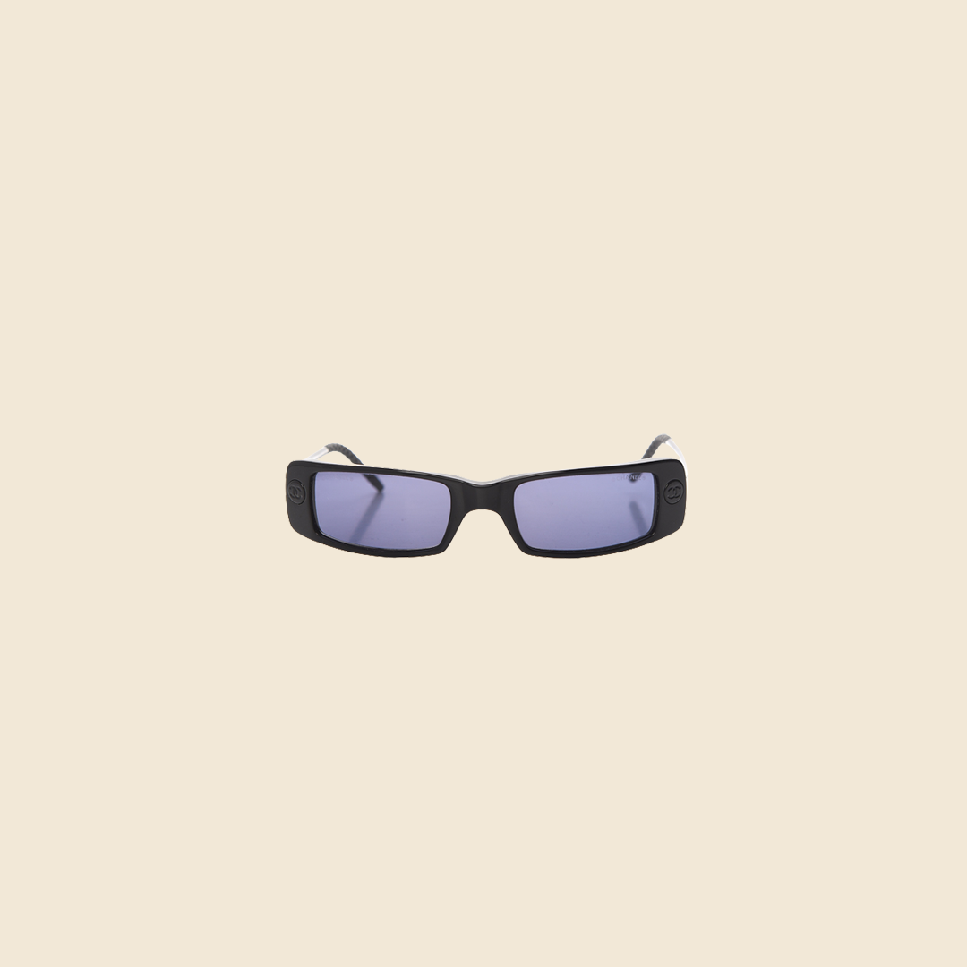 CHANEL 90s BLACK CC RECTANGLE SUNGLASSES