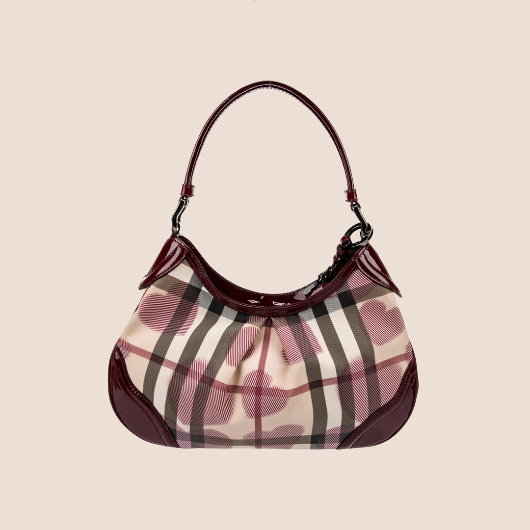 BURBERRY NOVA CHECK HEARTS PVC HOBO BAG