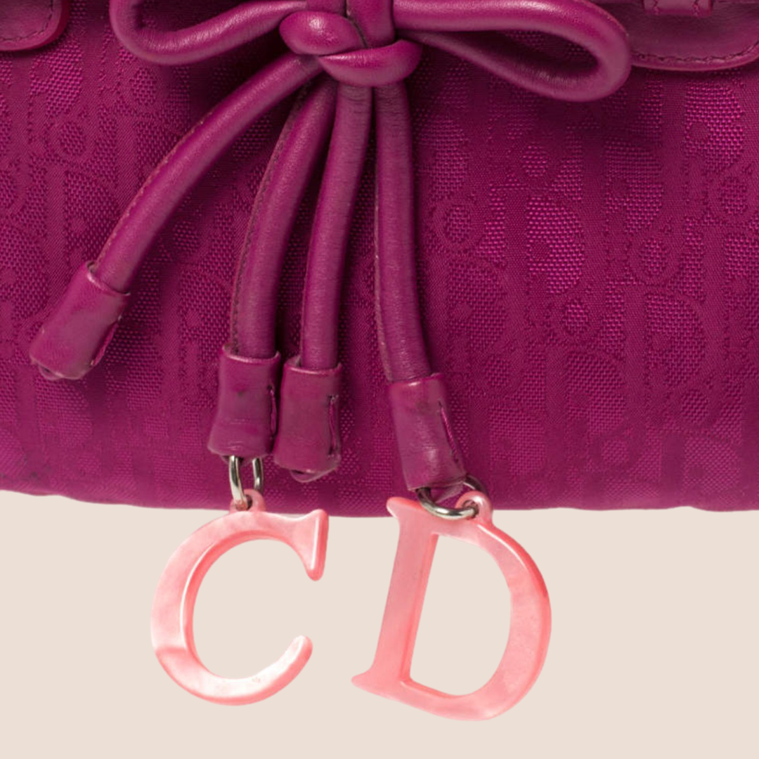 CHRISTIAN DIOR FUCHSIA DIORISSIMO CANVAS BOW MINI SATCHEL