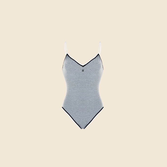 CHANEL 1998 CC LOGO GREY BODYSUIT