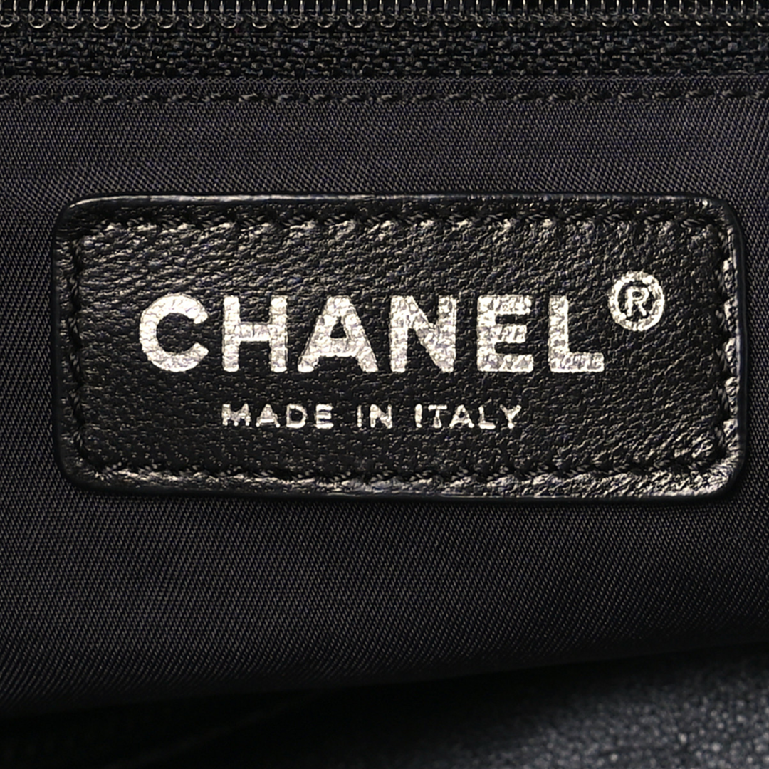 CHANEL 2000s BLACK PATENT PONY HAIR QUILTED TOTE