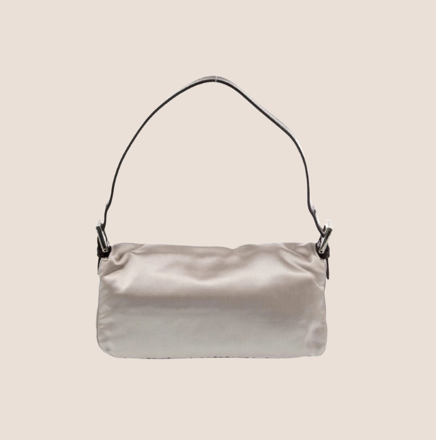 FENDI 2009 SILVER SATIN CRYSTAL BAGUETTE BAG