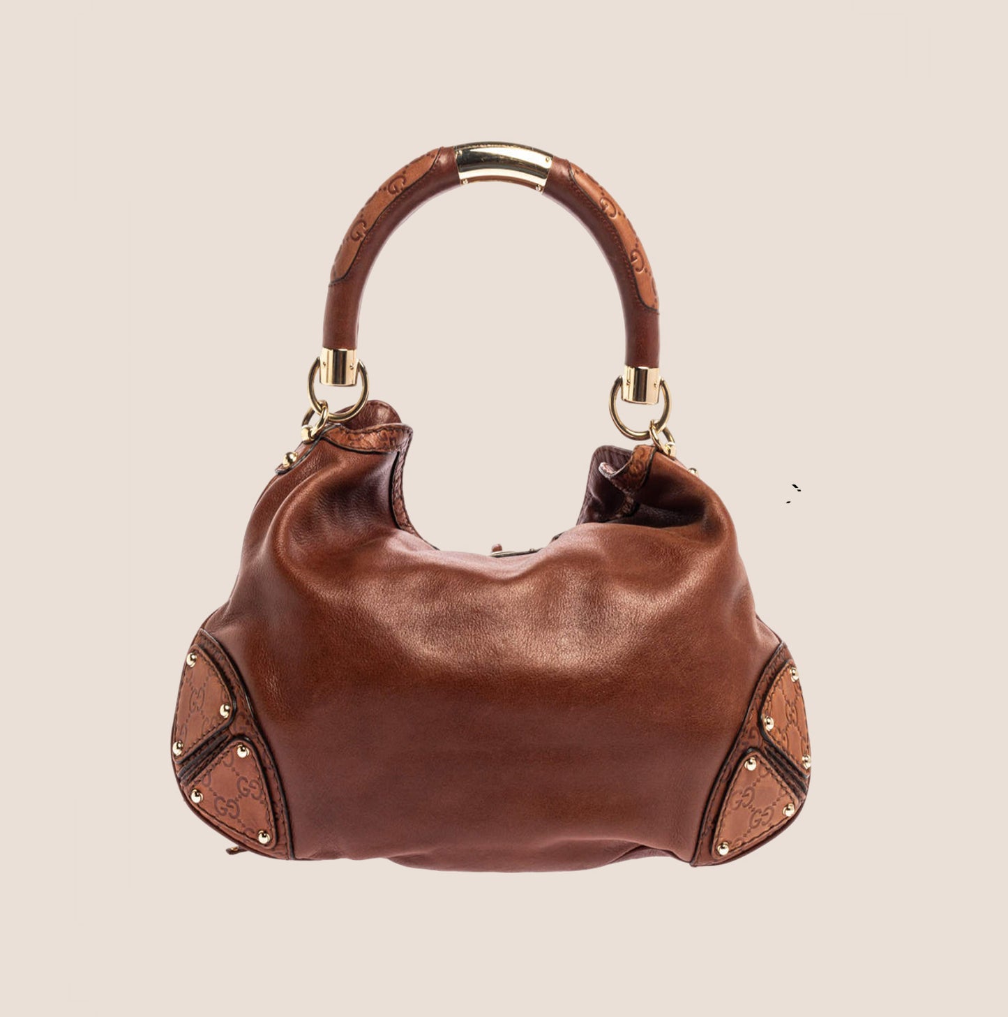 GUCCI BROWN LEATHER BABOUSKA INDY HOBO BAG
