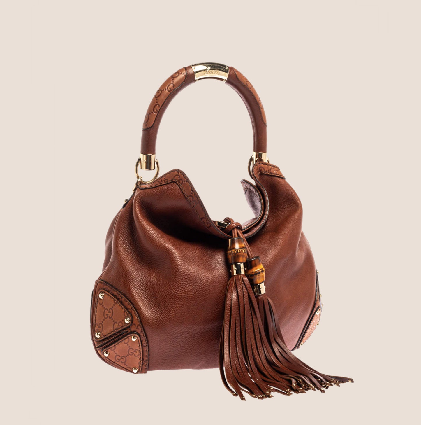 GUCCI BROWN LEATHER BABOUSKA INDY HOBO BAG