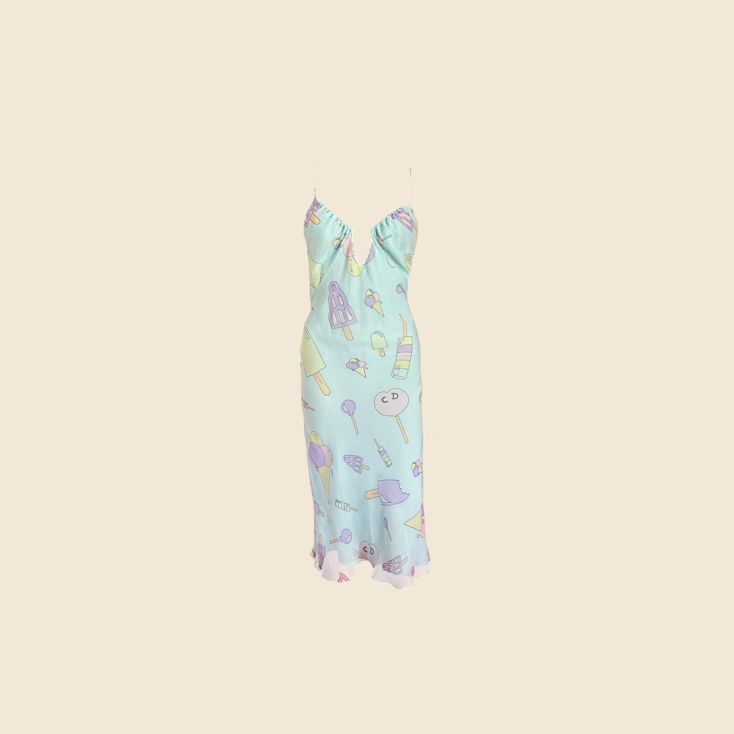 CHRISTIAN DIOR LIMITED EDITION CANDY & ICE CREAM PRINT SILK DRESS