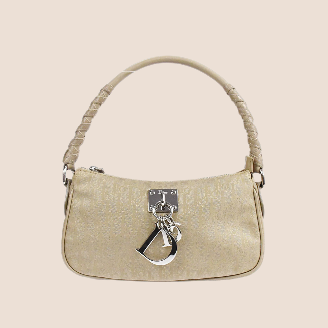 CHRISTIAN DIOR 2006 BEIGE LOVELY DIORISSIMO CHARM SHOULDER BAG – RDB CHRISTIAN DIOR 2006 BEIGE LOVELY DIORISSIMO CHARM SHOULDER BAG – RDB