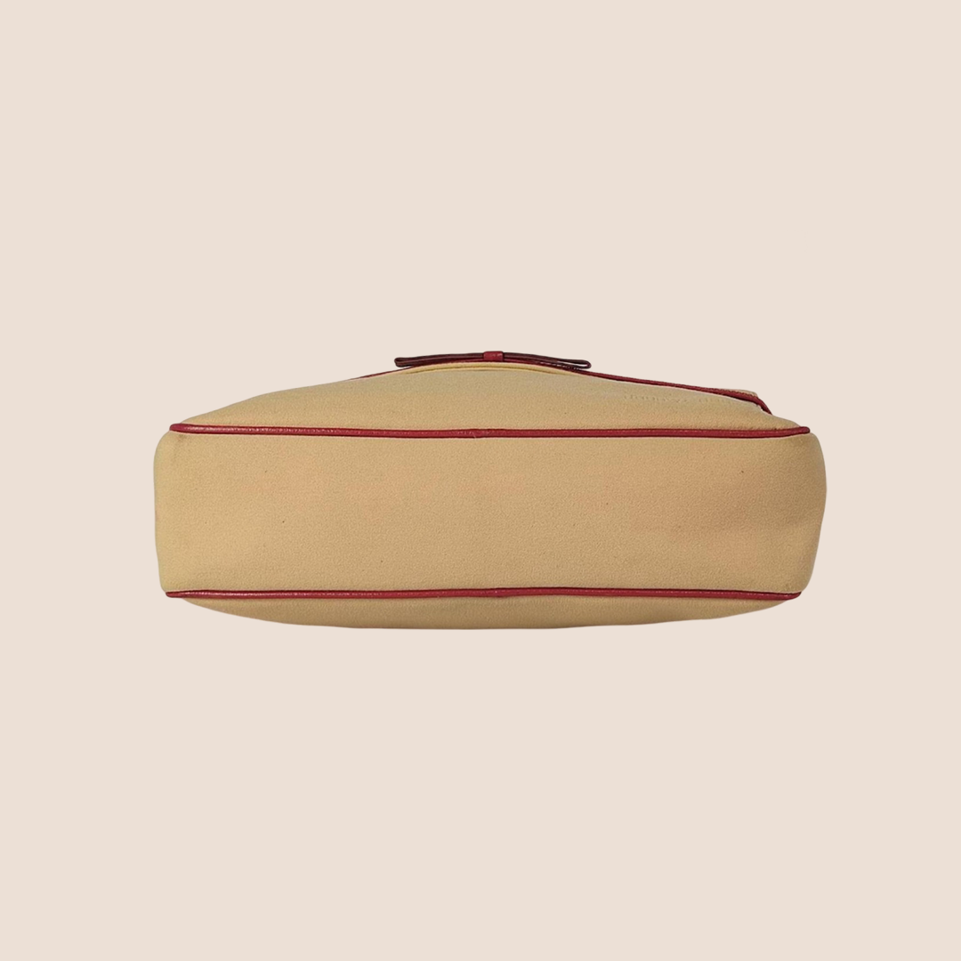 MIU MIU 2000s RED LEATHER TRIM HANDBAG