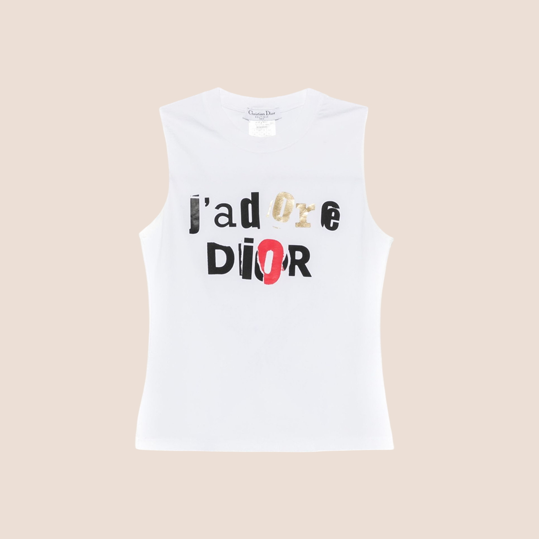 Christian Dior Vintage MISS DIOR Logo Tank Tops Mesh Cotton White Rank AB -  Etsy