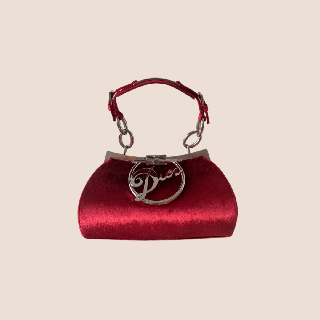 CHRISTIAN DIOR 2000 RED VELVET DIVA BAG