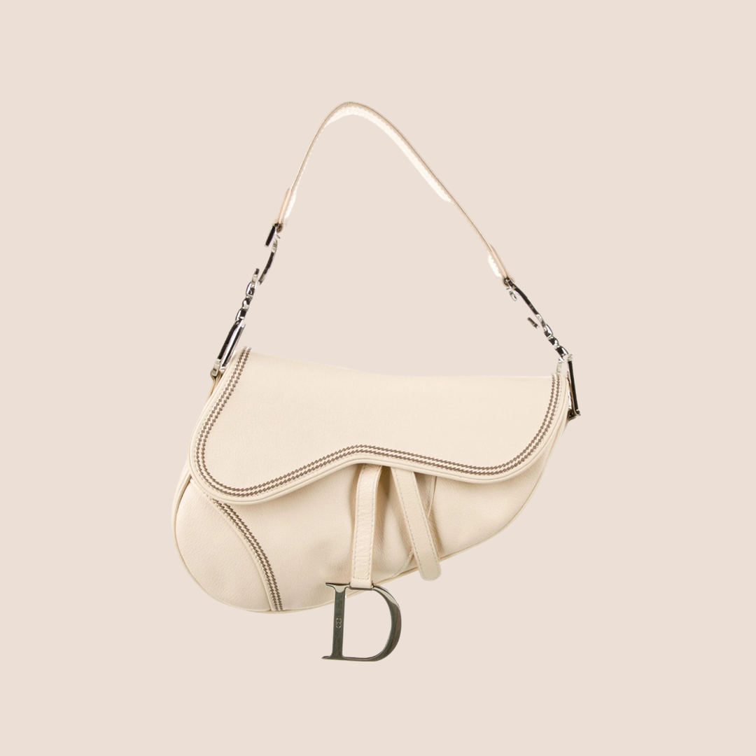 Dior cream saddle bag hotsell