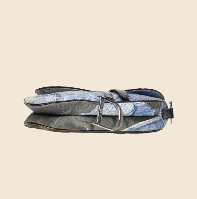 CHRISTIAN DIOR DIORELLA "I LOVE SEX" DENIM SADDLE BAG
