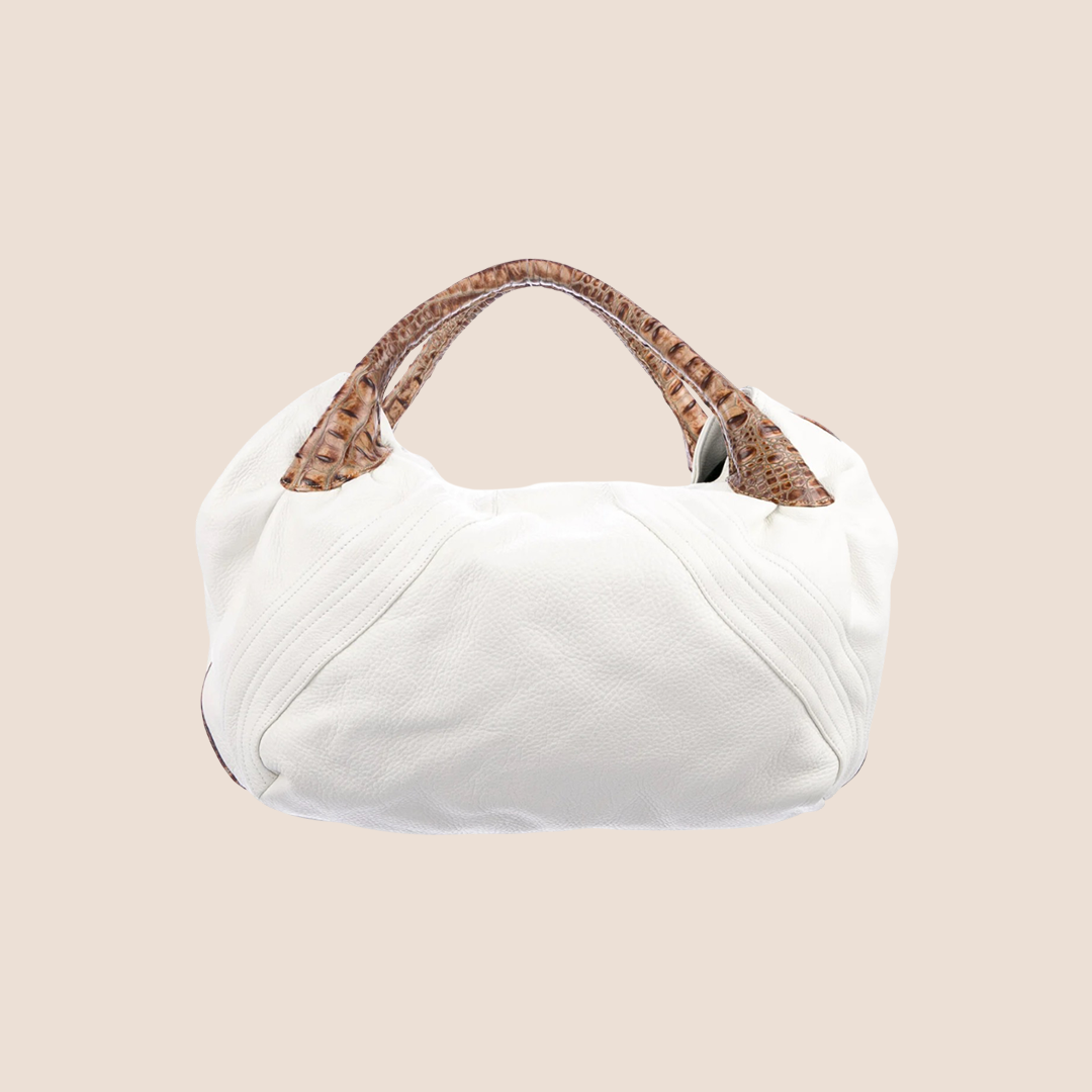 FENDI WHITE & BROWN CROCODILE TRIM SPY NAG