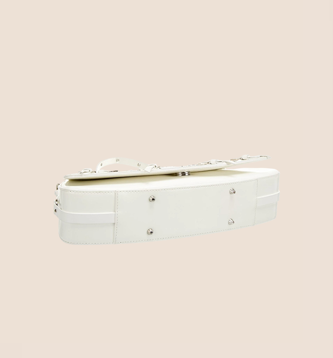 CHRISTIAN DIOR 2003 WHITE LEATHER BONDAGE CLUTCH
