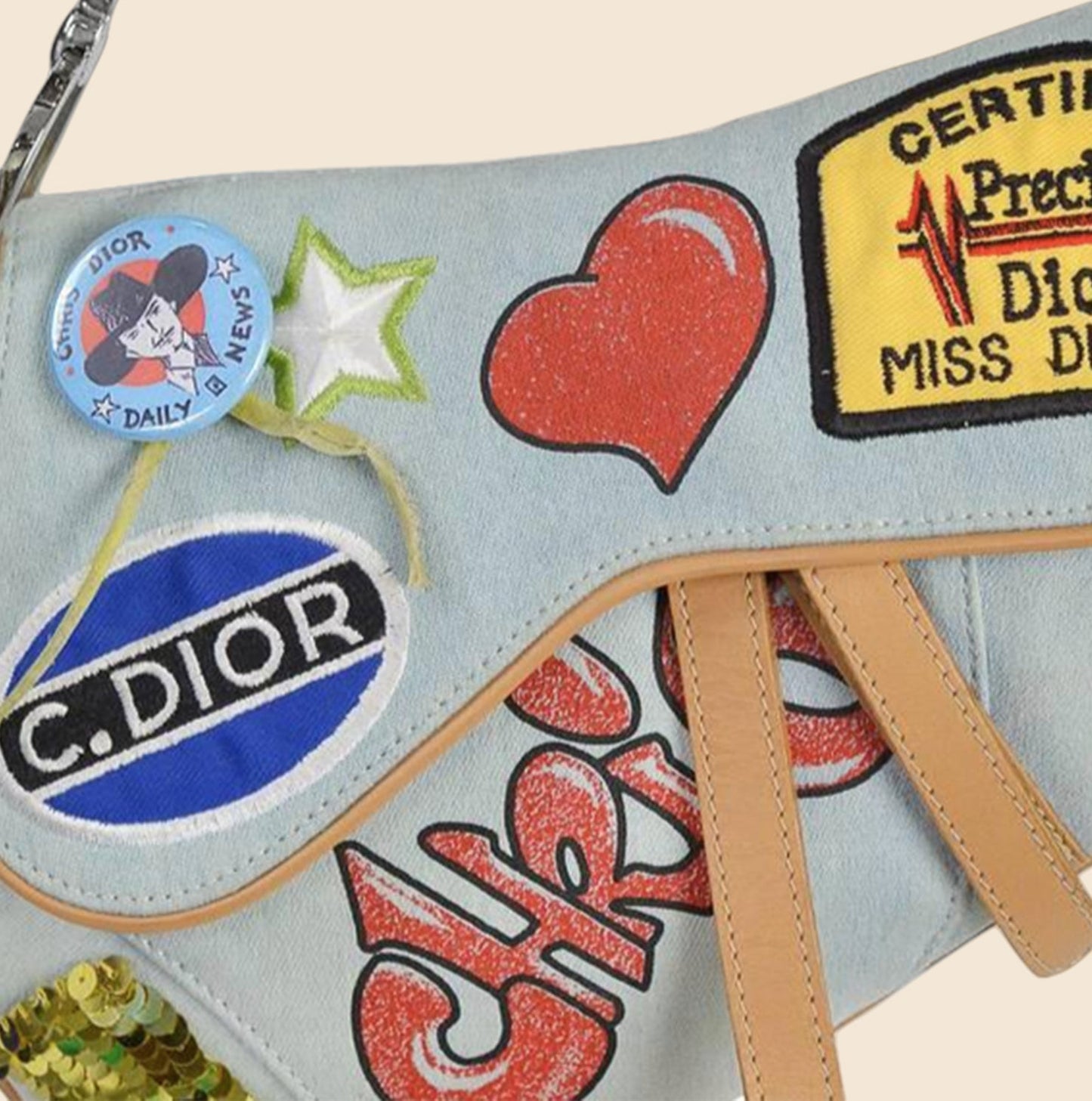 CHRISTIAN DIOR "MISS DIORELLA" LIMITED EDITION DENIM SADDLE BAG