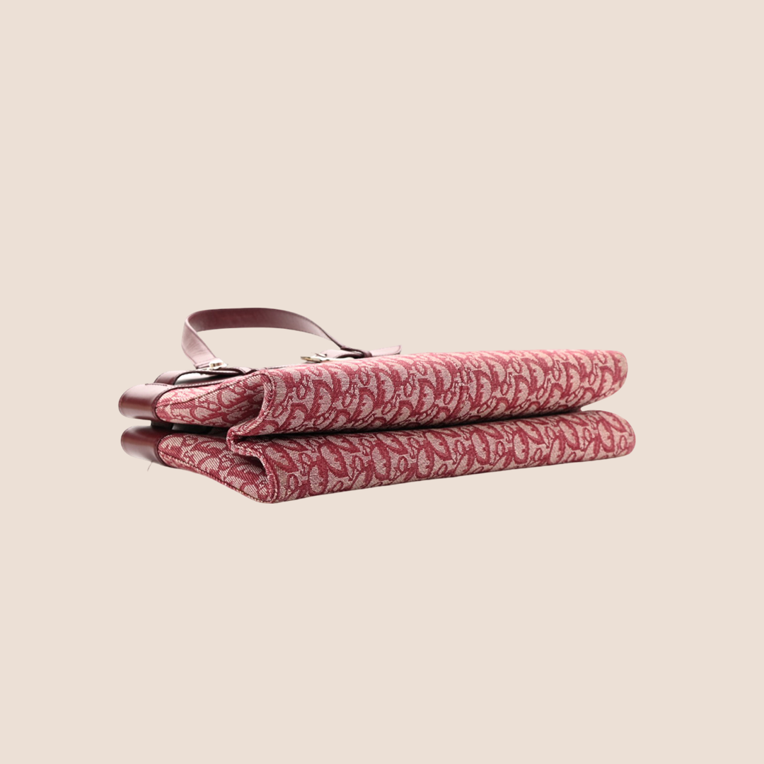 CHRISTIAN DIOR BURGUNDY TROTTER BELTED JEANS EVERYDAY BAG
