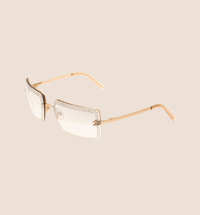 CHANEL CC CRYSTAL GOLD LOGO SUNGLASSES