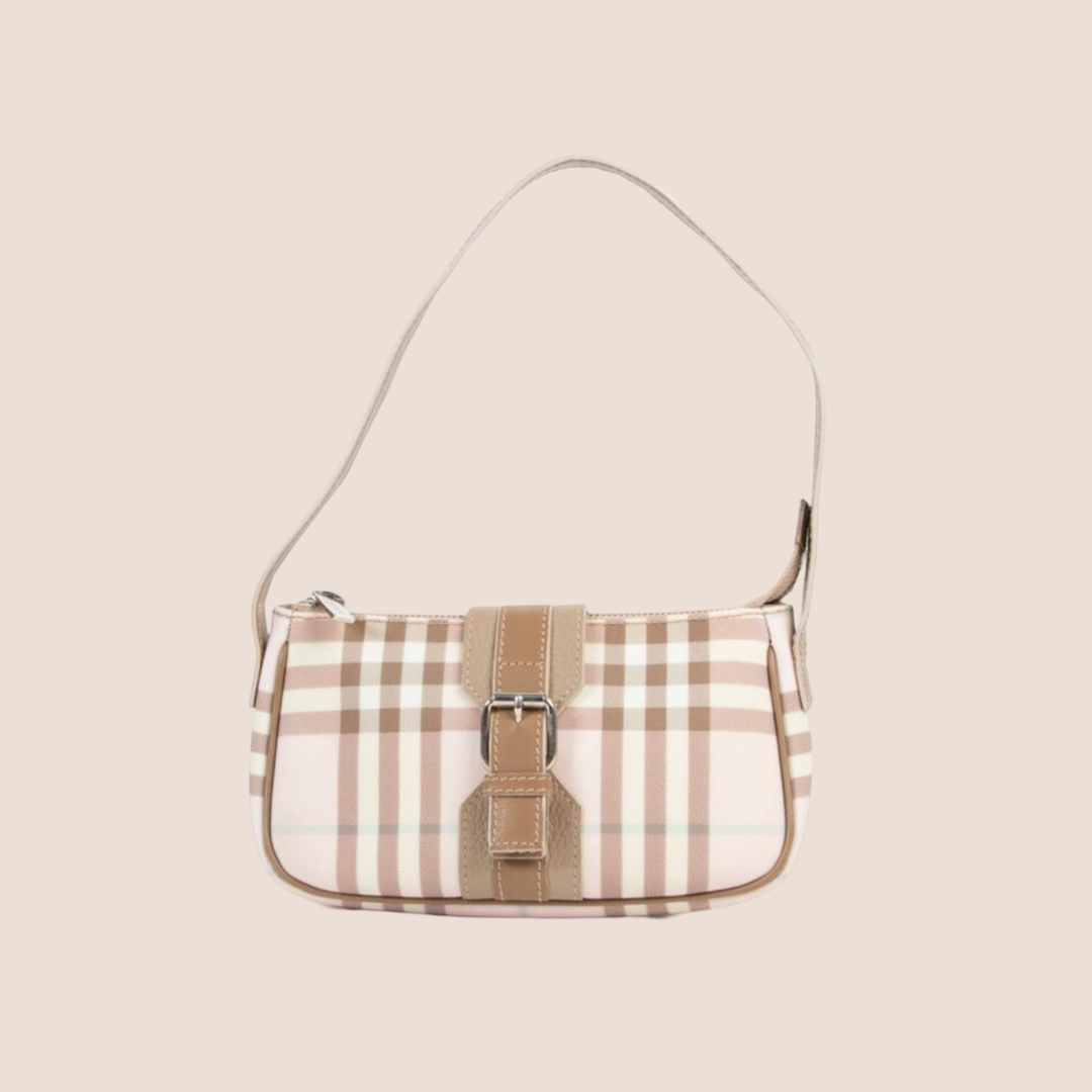 BURBERRY PALE PINK NOVA CHECK SHOULDER BAG