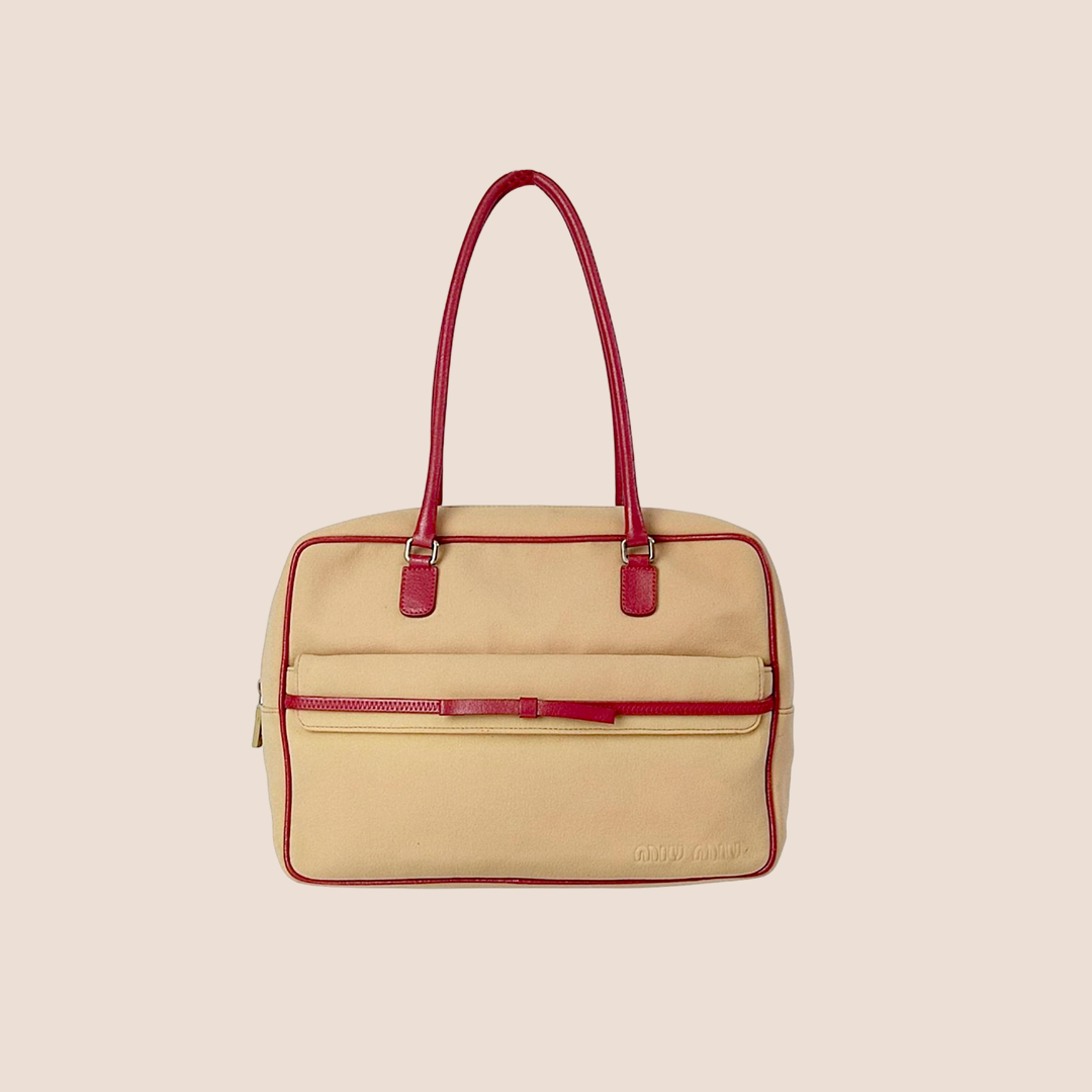 MIU MIU 2000s RED LEATHER TRIM HANDBAG – RDB MIU MIU 2000s RED LEATHER TRIM HANDBAG – RDB