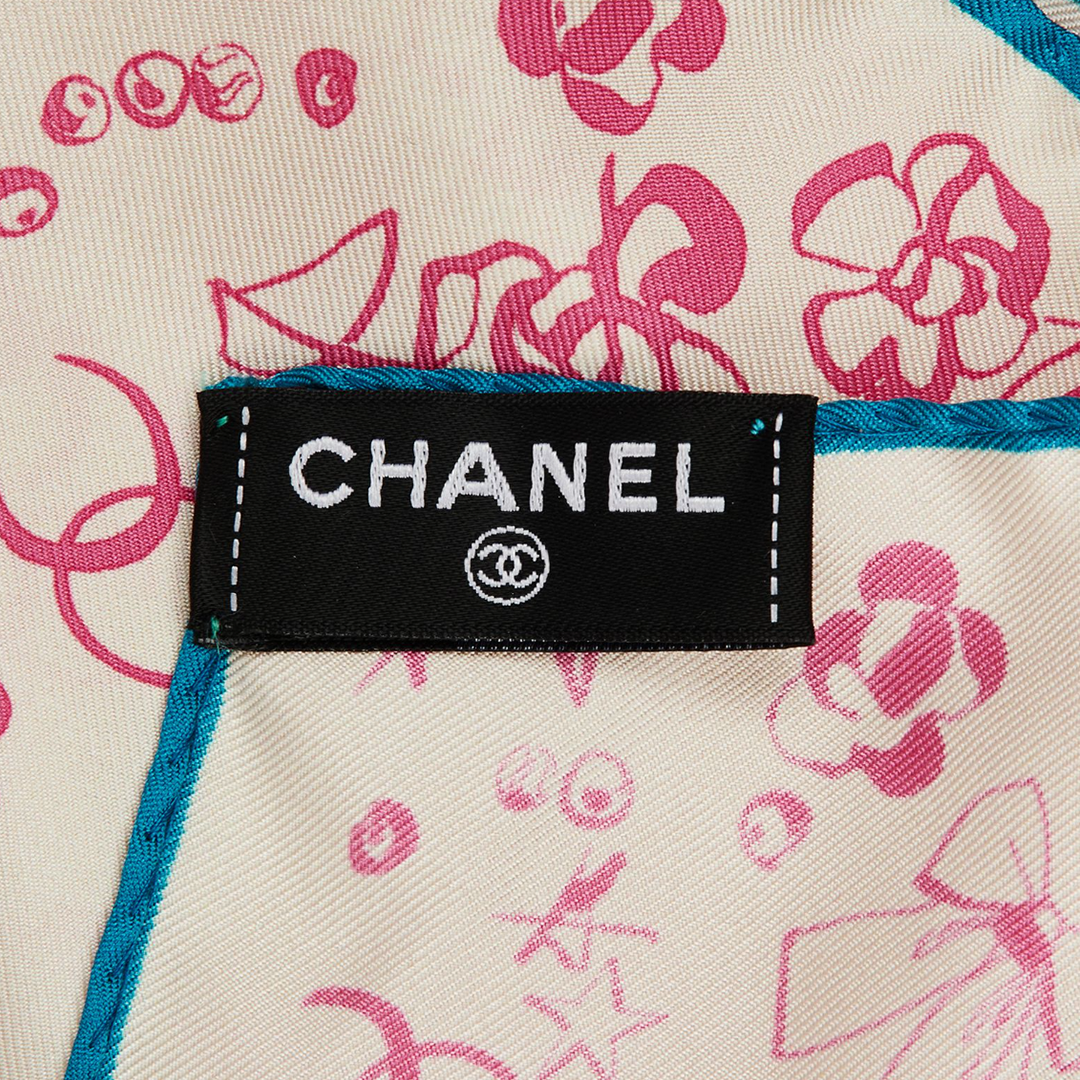 CHANEL FLORAL BRUSH PRINT SILK SCARF