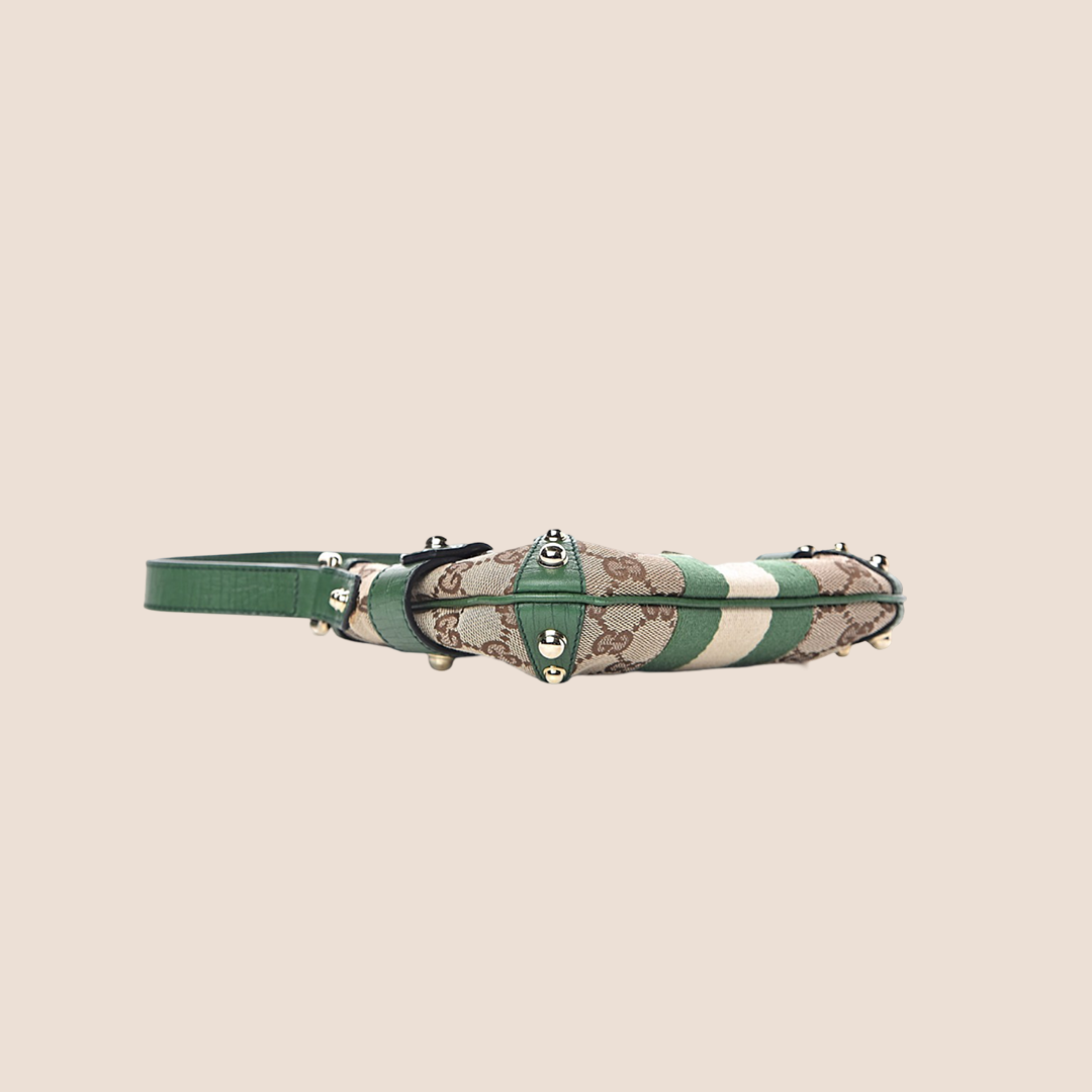 GUCCI GG BROWN & GREEN CANVAS MINI HORSEBIT PURSE