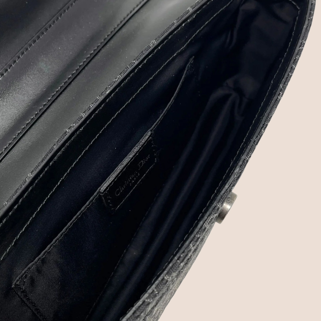 CHRISTIAN DIOR BLACK OBLIQUE CANVAS STREET CHIC SHOULDER BAG